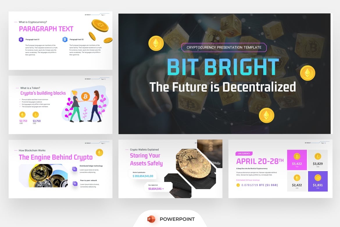 Template PowerPoint Cryptocurrency Modern untuk Presentasi Profesional