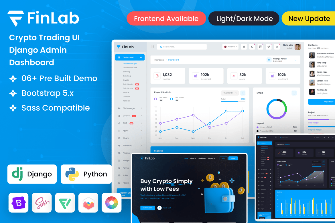Dashboard Admin Trading Kripto dengan UI Django yang Modern