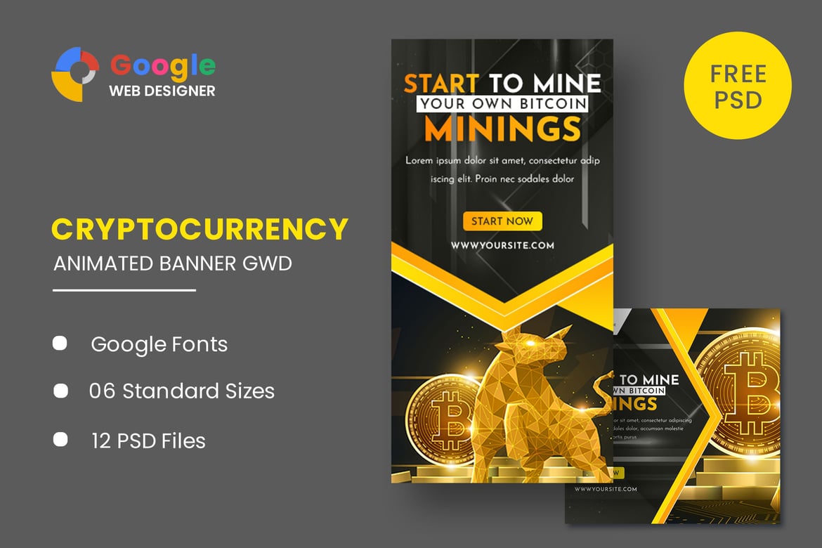 Template Web Banner Animasi Cryptocurrency yang Menarik dan Profesional