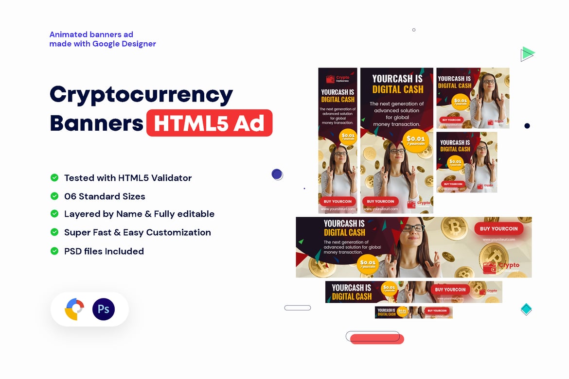 Template Iklan HTML5 untuk Cryptocurrency yang Menarik