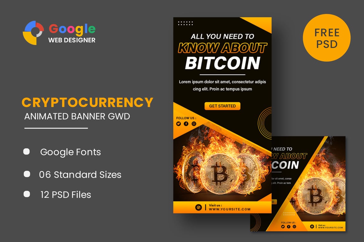 Banner Animasi Cryptocurrency Bitcoin untuk Website Anda