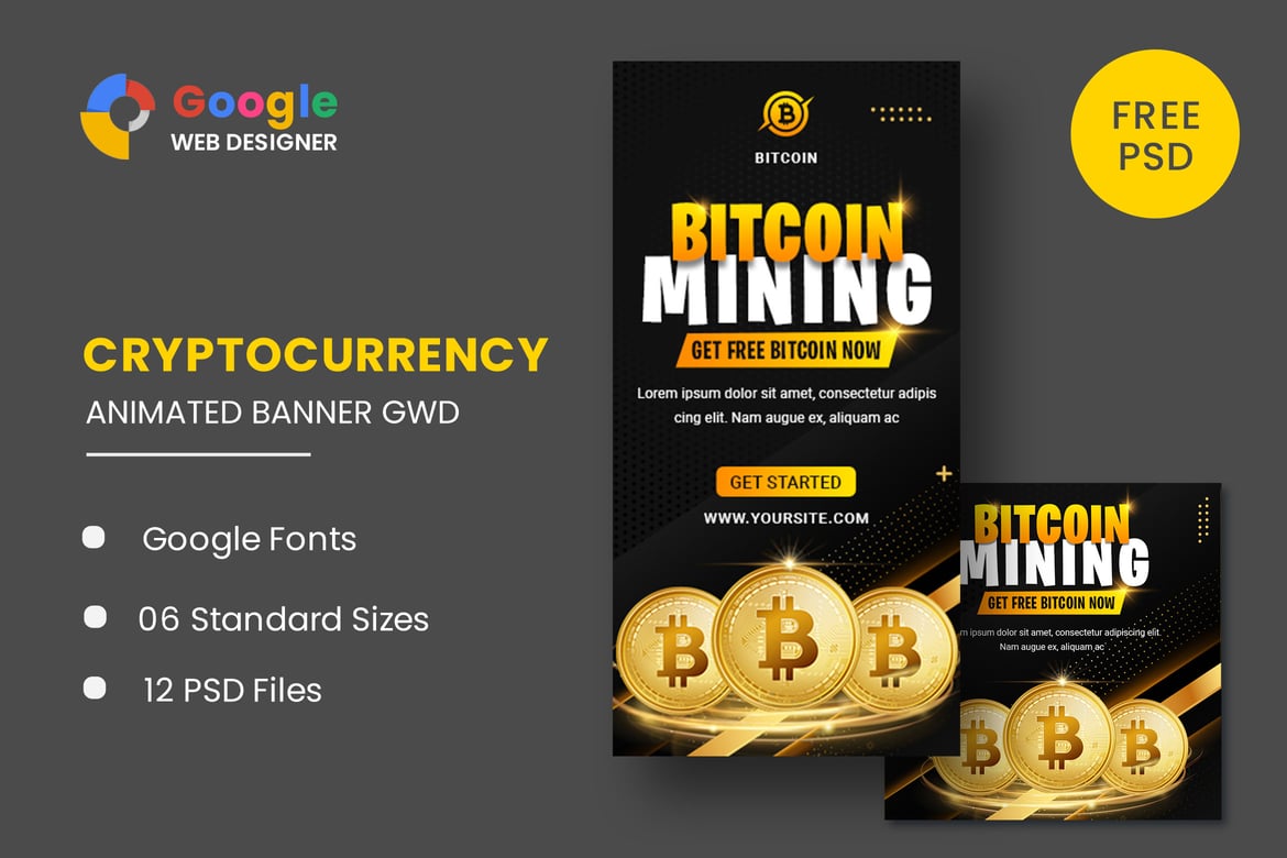 Template Banner Animasi Bitcoin untuk Website yang Menarik