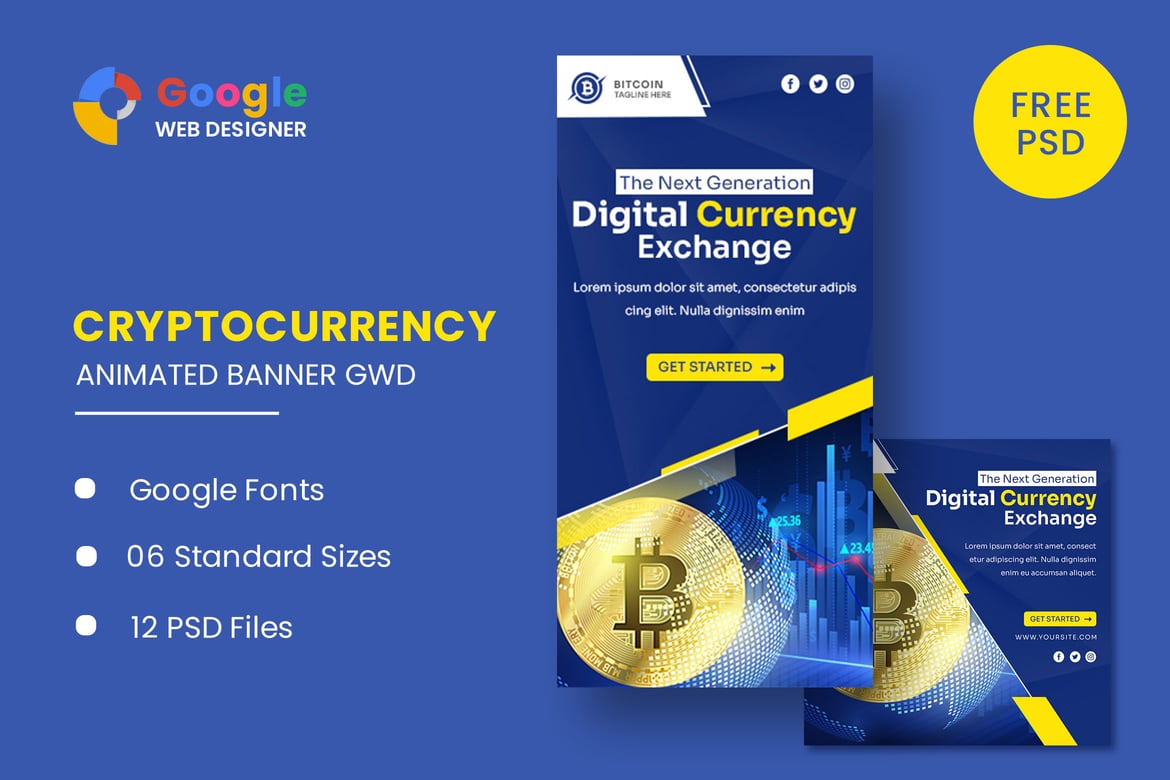 Template Banner Animasi Bitcoin Cryptocurrency untuk Website