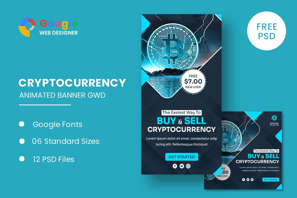 Template Website Banner Animasi Bitcoin untuk Cryptocurrency