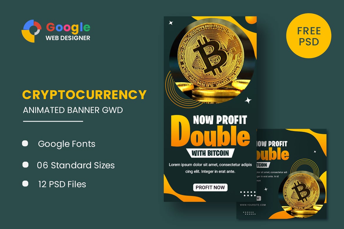 Template Website Banner Cryptocurrency Bitcoin yang Menarik