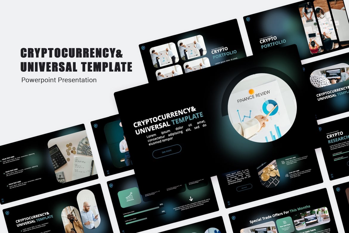 Template PowerPoint Cryptocurrency Modern dan Fungsional