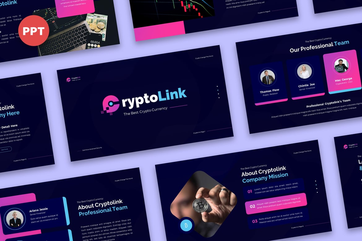 Template Presentasi Cryptocurrency - Cryptolink Powerpoint