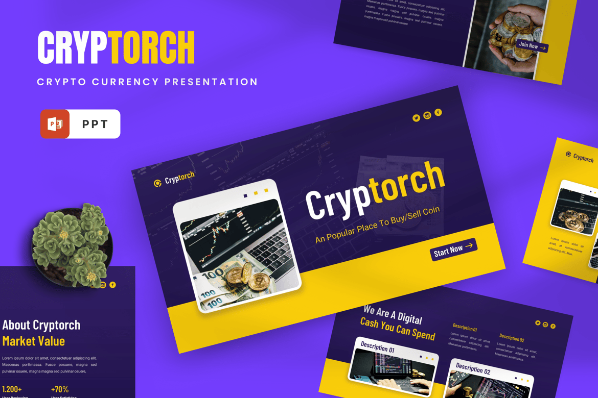 Cryptorch - Template Powerpoint Cryptocurrency yang Menarik