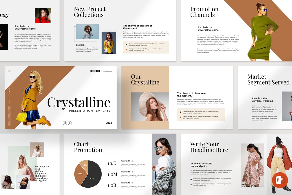 Template Presentasi Fashion Crystalline yang Menawan