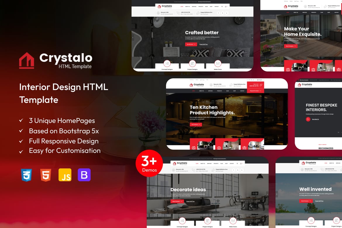 Crystalo - Template Website Desain Interior Modern