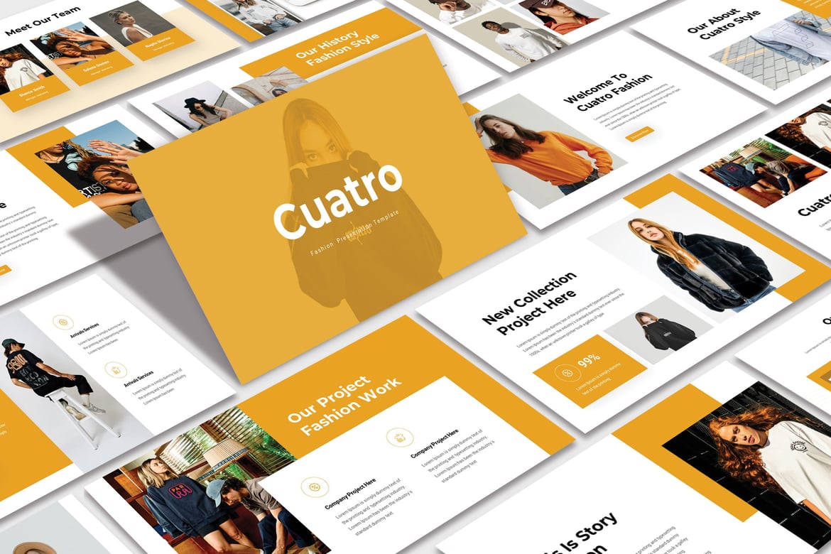 Template PowerPoint Cuatro yang Modern dan Kreatif