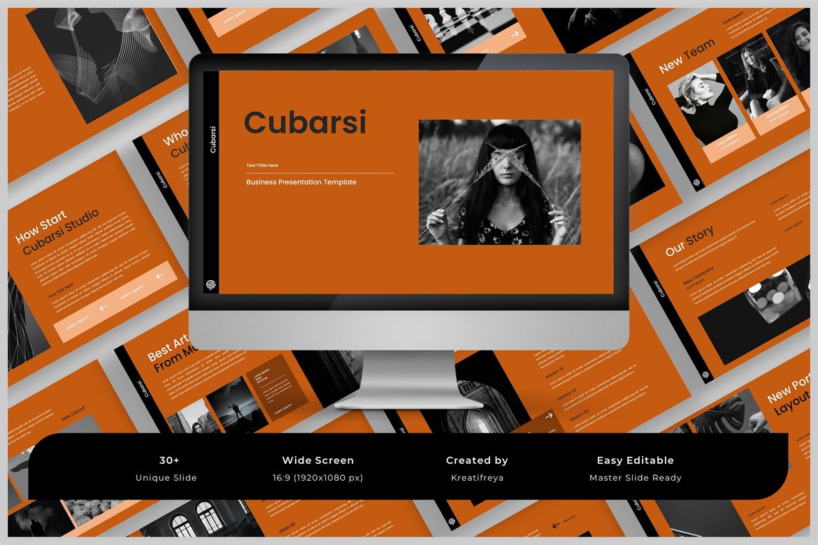 Template PowerPoint Cubarsi untuk Bisnis yang Menarik