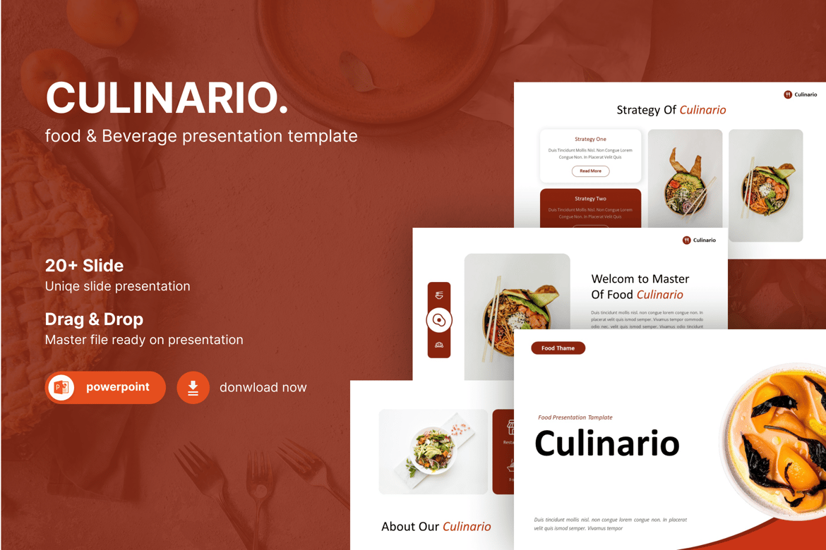 Culinaro – Template Powerpoint Makanan & Minuman yang Menarik