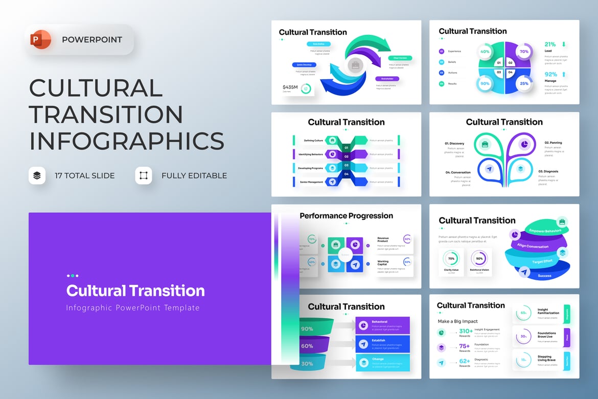 Template Presentasi PowerPoint Infografis Transisi Budaya