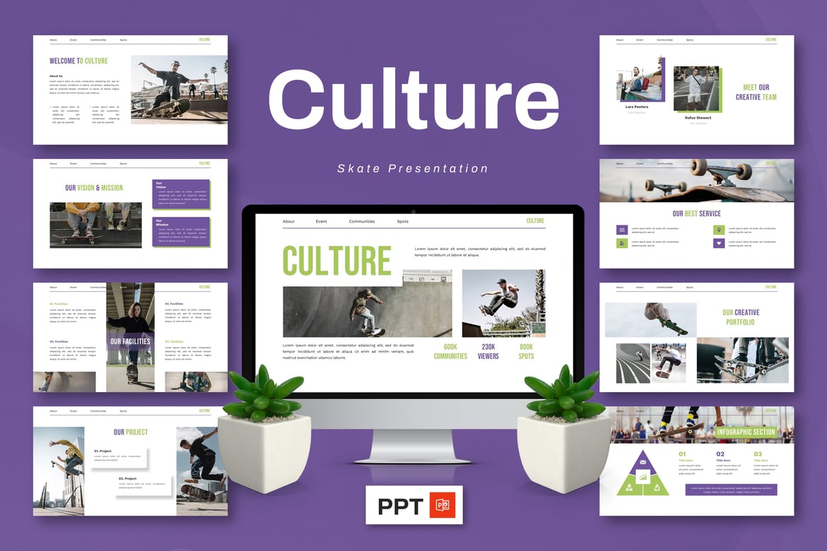 Template Presentasi Skate Budaya yang Keren dan Modern