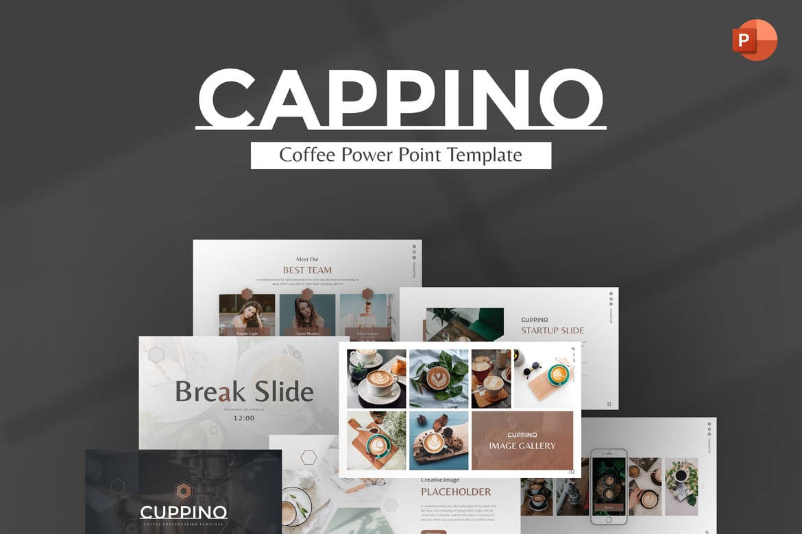 Template PowerPoint Cuppino Coffee yang Minimalis dan Modern