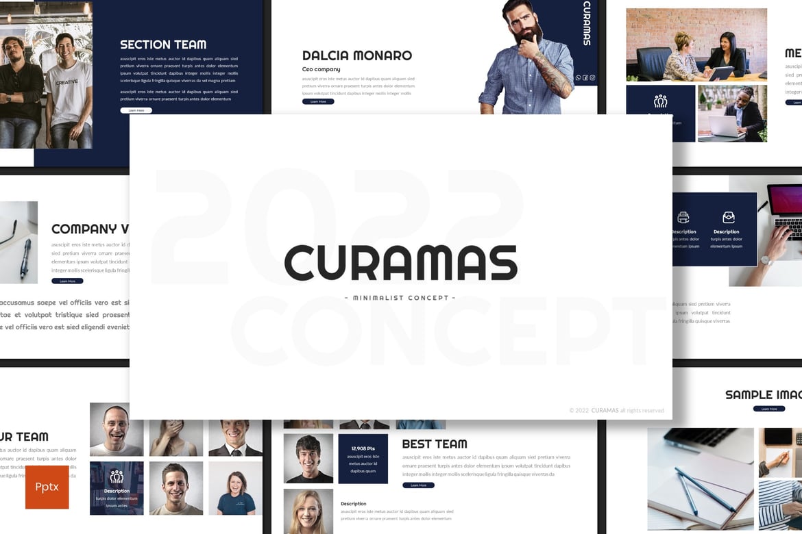 Curamas - Template Powerpoint Bisnis yang Kreatif dan Minimalis