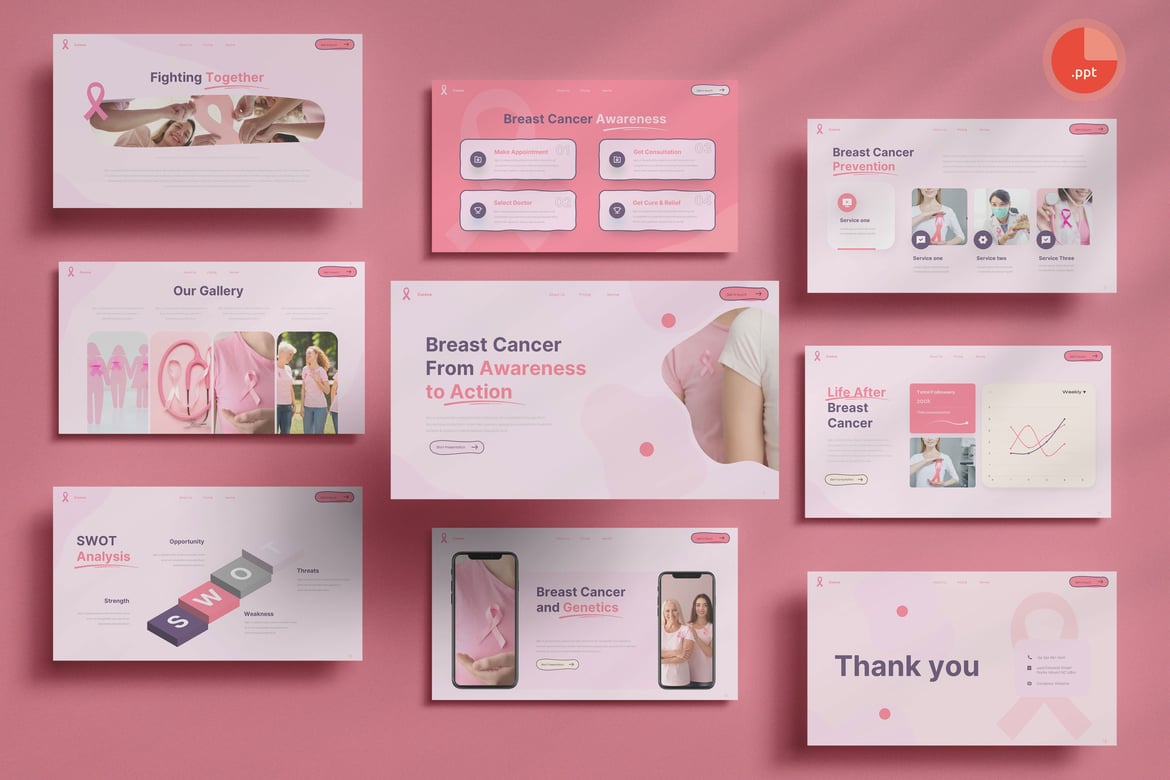 Template Presentasi PowerPoint Curava - Kanker Payudara