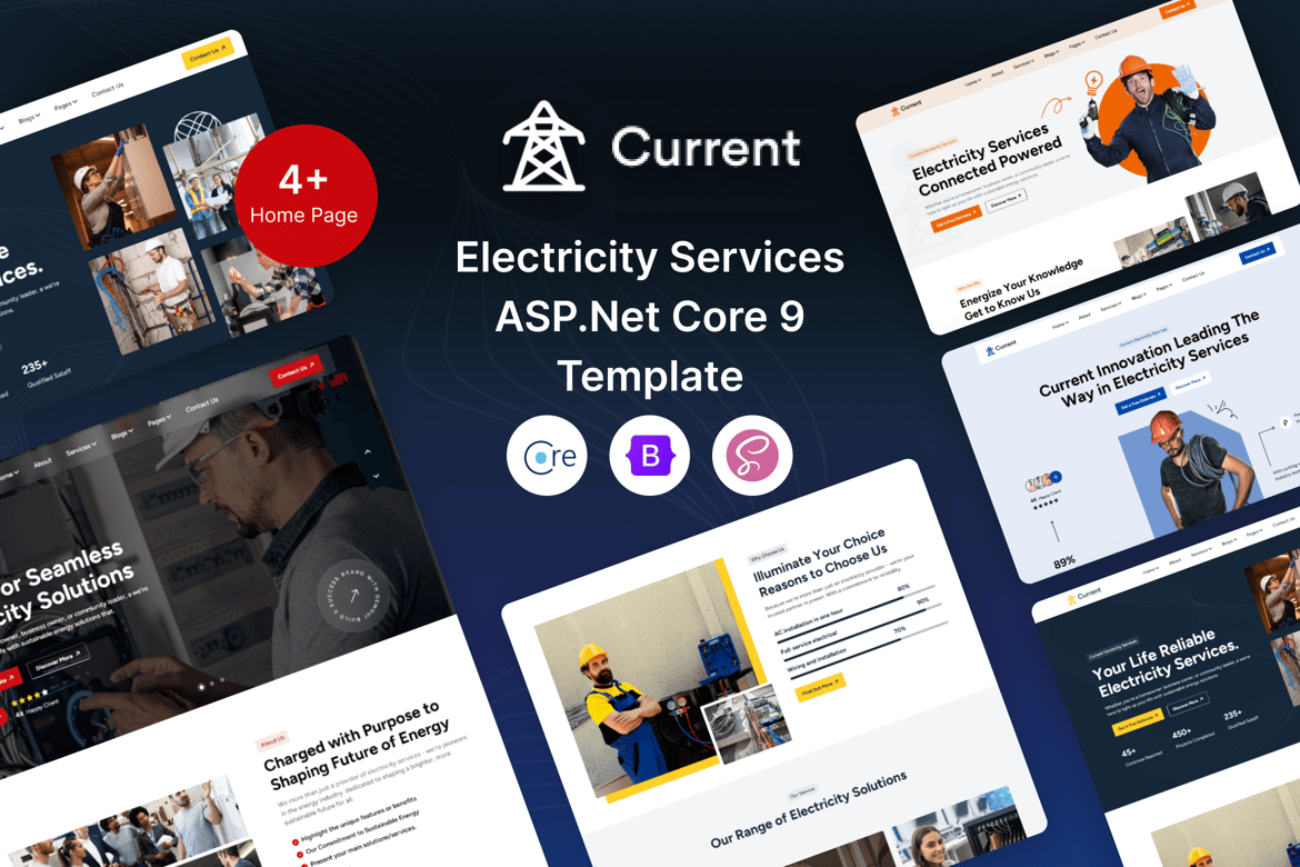 Template Website Layanan Listrik DotNet Core Terkini