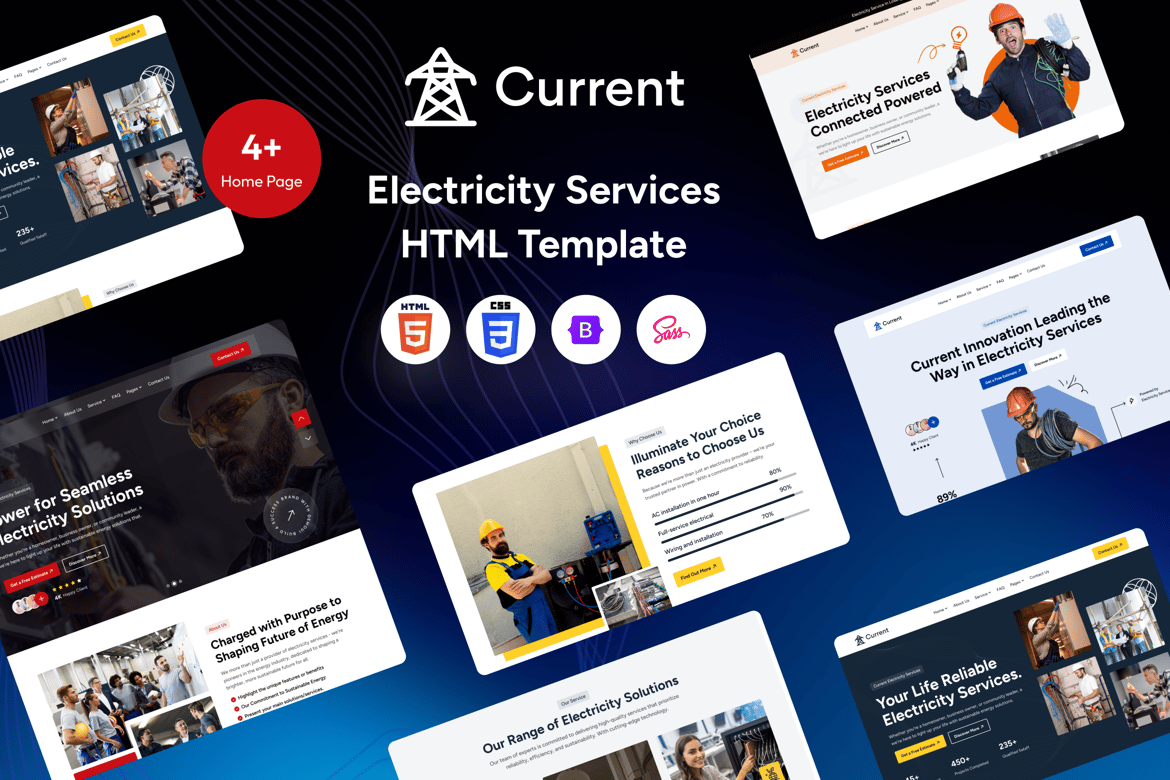 Current – Template Website Layanan Listrik Modern dan Responsif