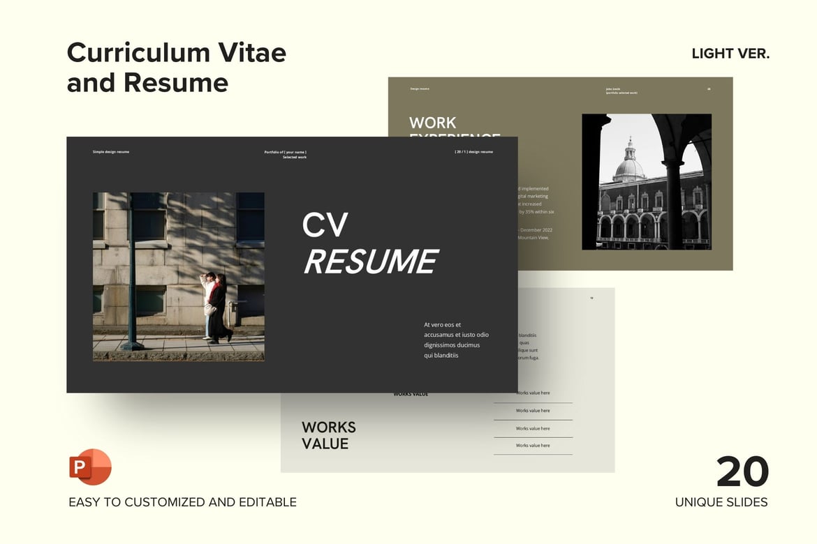 Template PowerPoint Curriculum Vitae dan Resume Modern