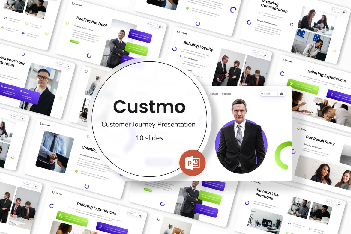 Custmo - Template PowerPoint Perjalanan Pelanggan yang Menarik