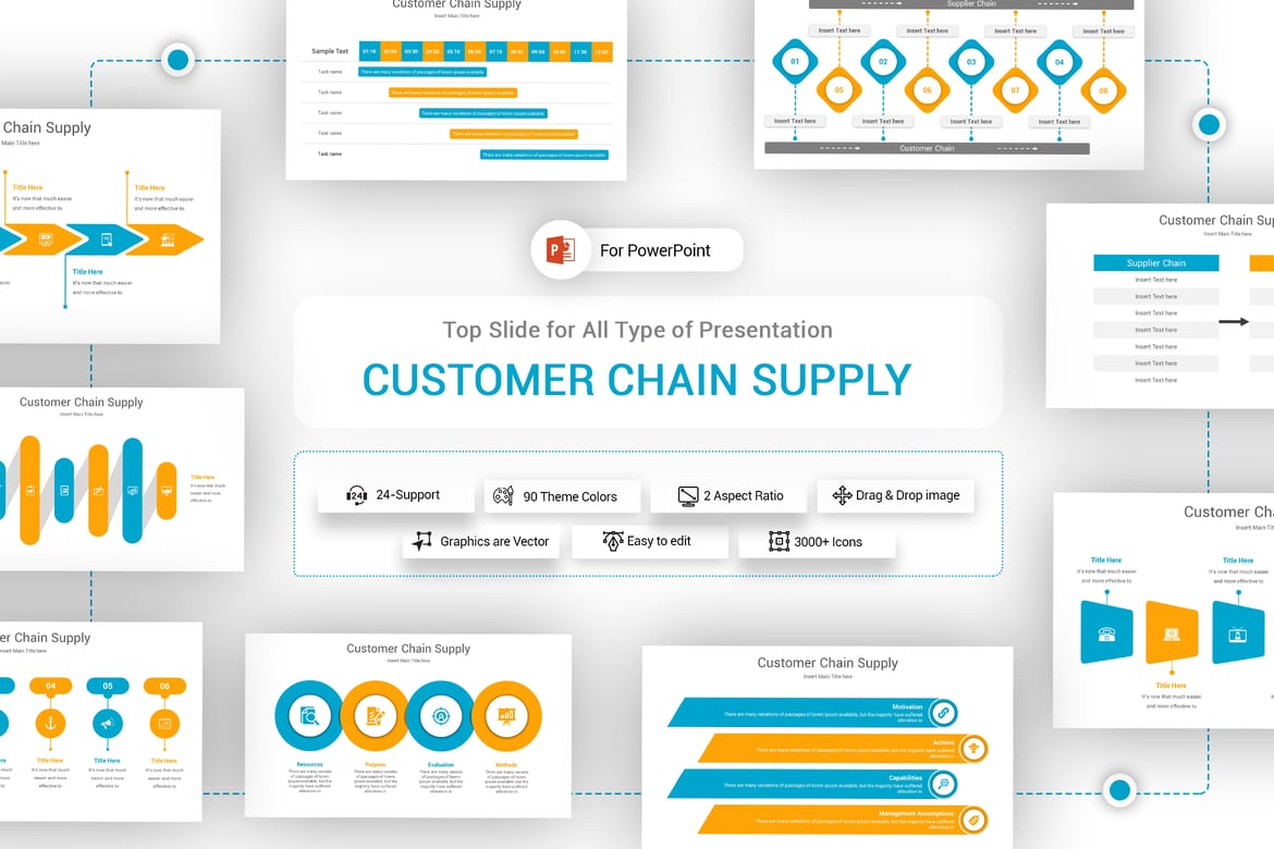 Template PowerPoint Proses Rantai Pelanggan yang Menarik