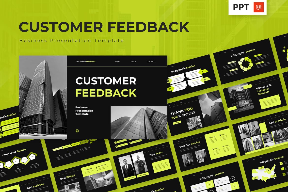 Template Presentasi PowerPoint Umpan Balik Pelanggan yang Menarik