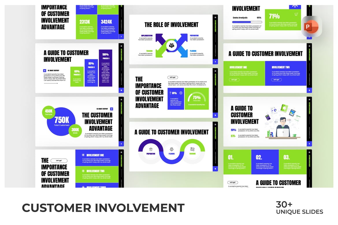 Template PowerPoint Infografis Keterlibatan Pelanggan yang Menarik