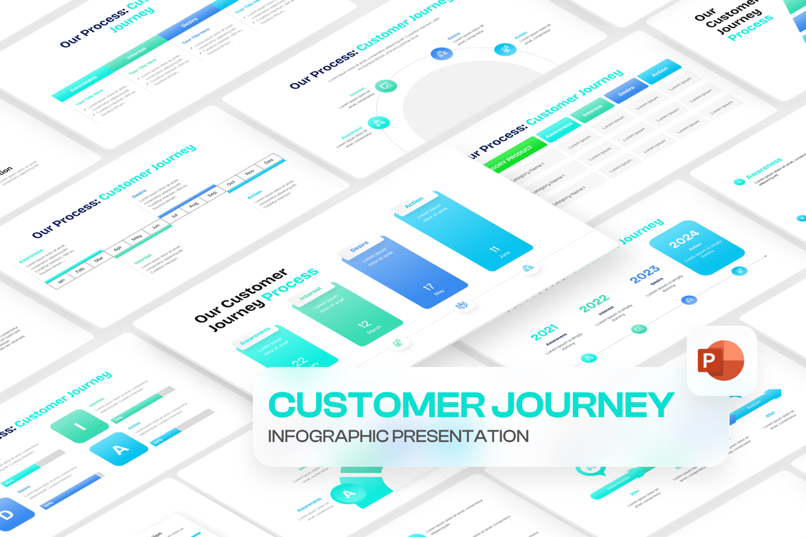 Template PowerPoint Infografis Perjalanan Pelanggan yang Menarik