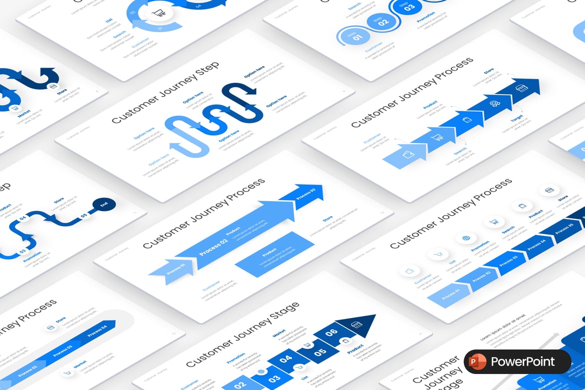 Template Presentasi PowerPoint Infografis Perjalanan Pelanggan yang Menarik