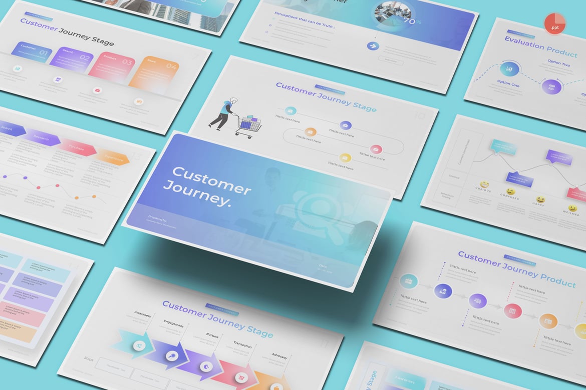 Template PowerPoint Perjalanan Pelanggan yang Menarik