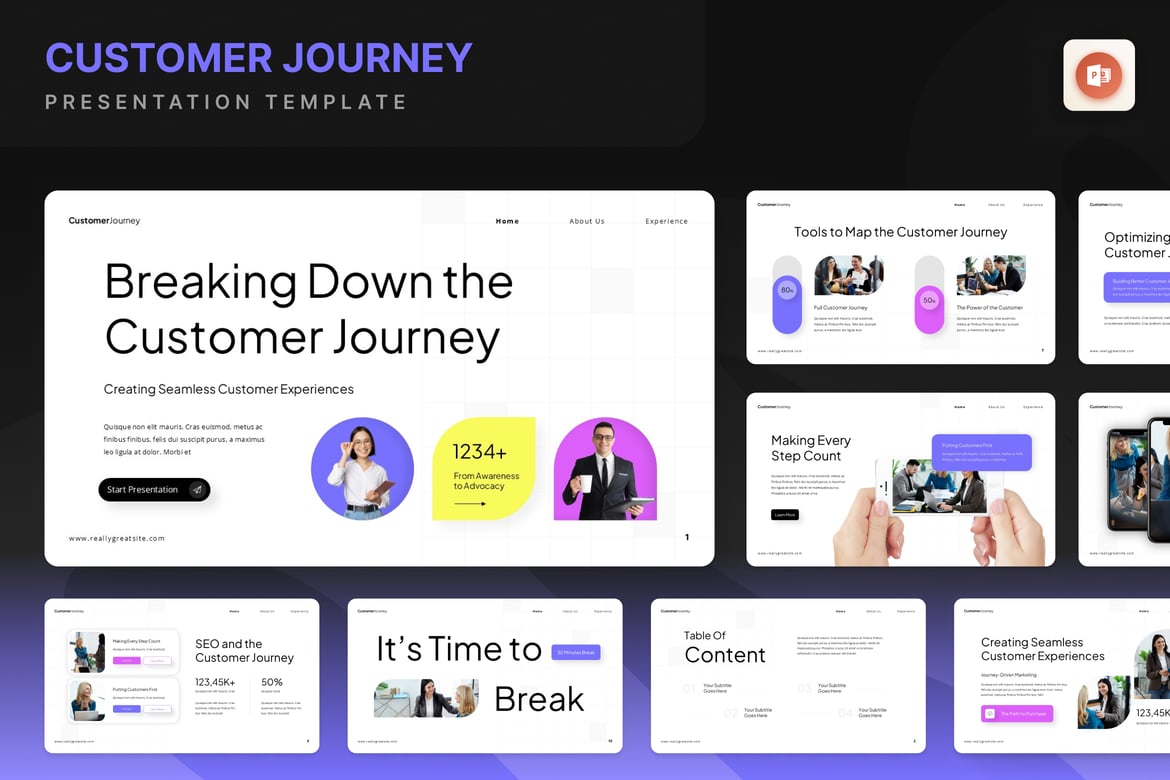 Template PowerPoint Perjalanan Pelanggan yang Menarik