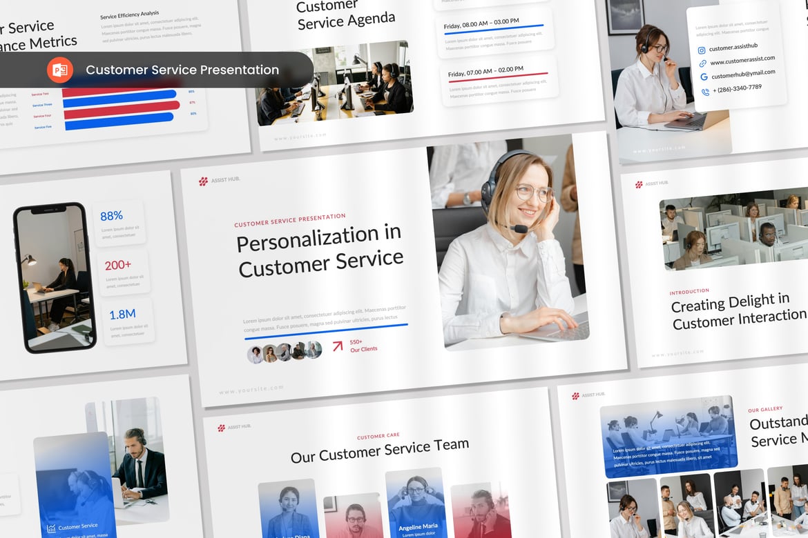 Template PowerPoint Presentasi Layanan Pelanggan yang Menarik