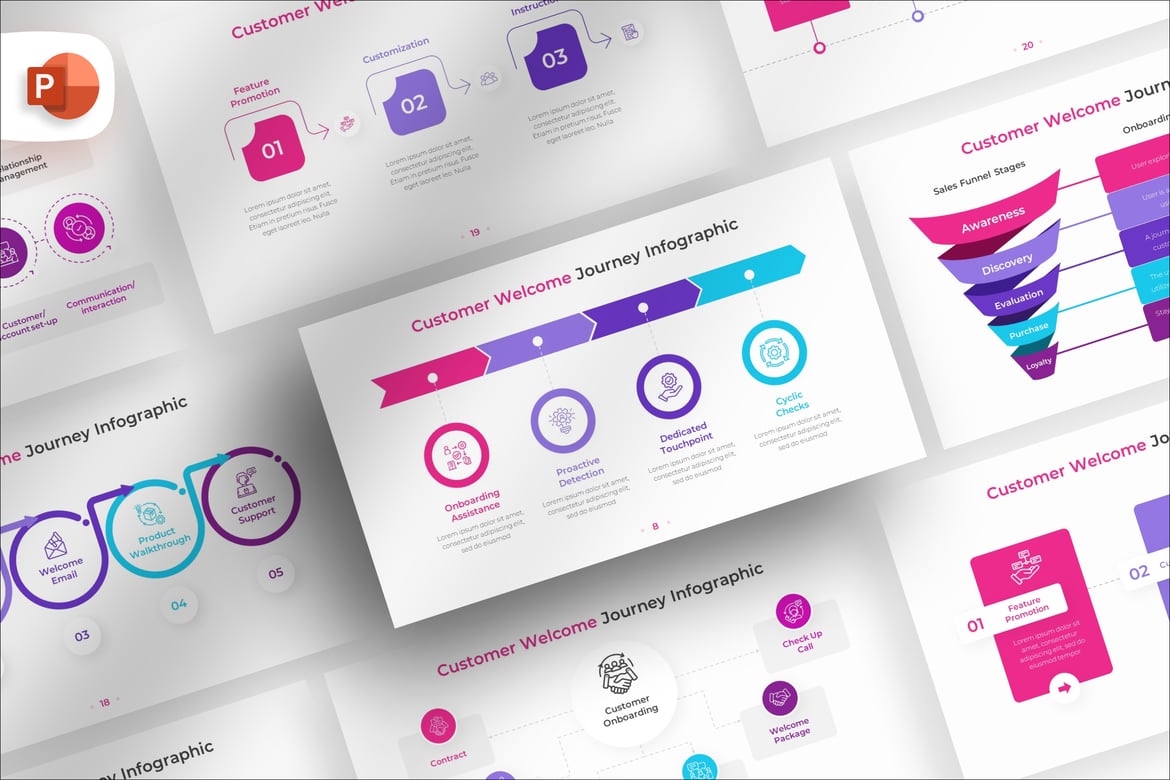 Infografis Perjalanan Sambutan Pelanggan untuk Presentasi PowerPoint yang Menarik