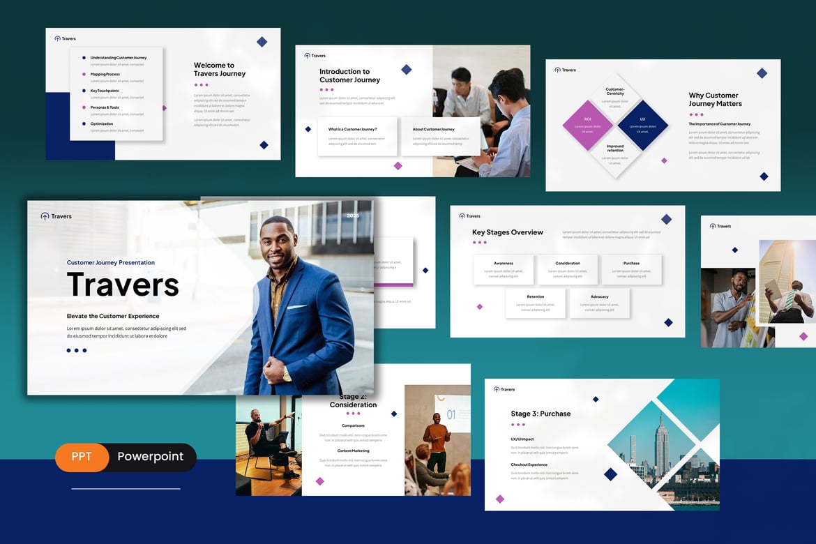 Template Presentasi PowerPoint Perjalanan Pelanggan yang Menarik