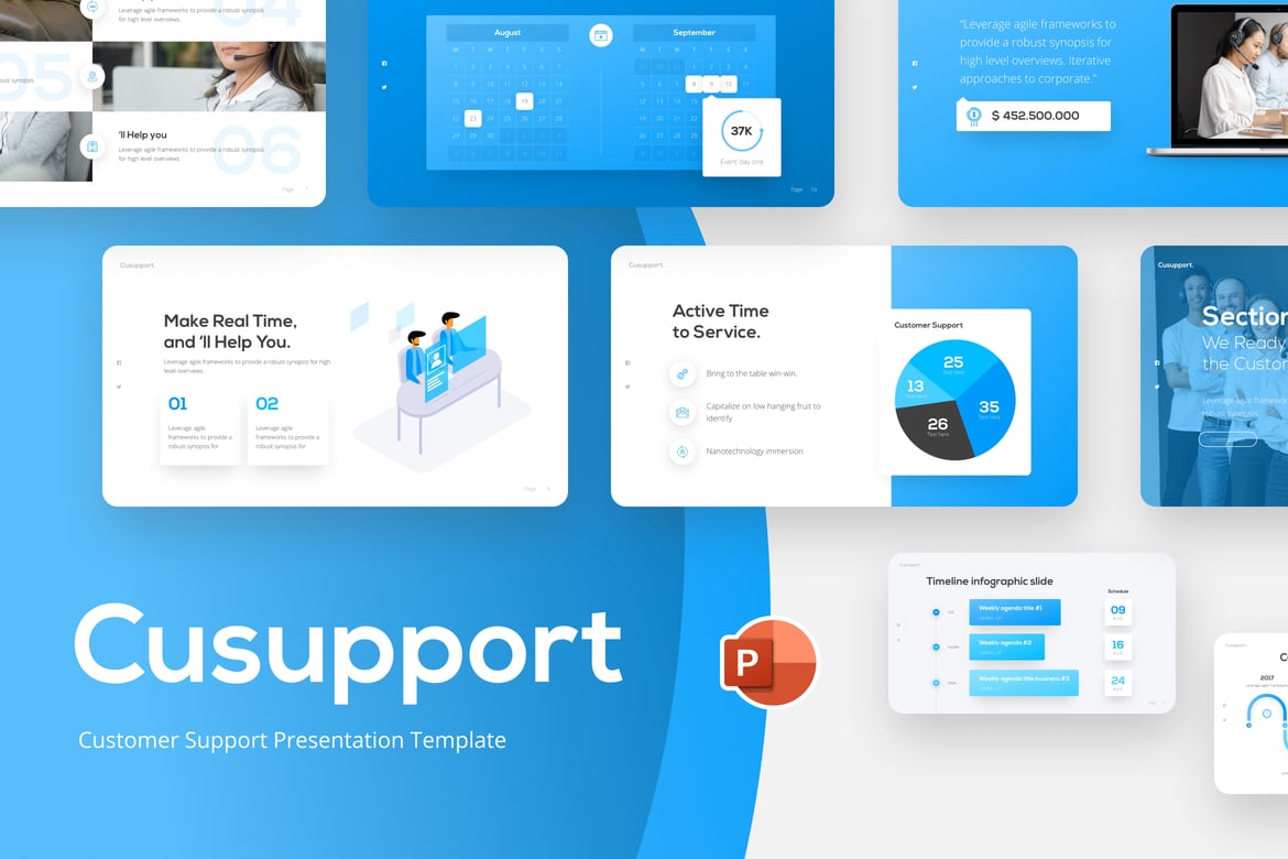 Template PowerPoint Dukungan Pelanggan Cusupport yang Menarik dan Profesional