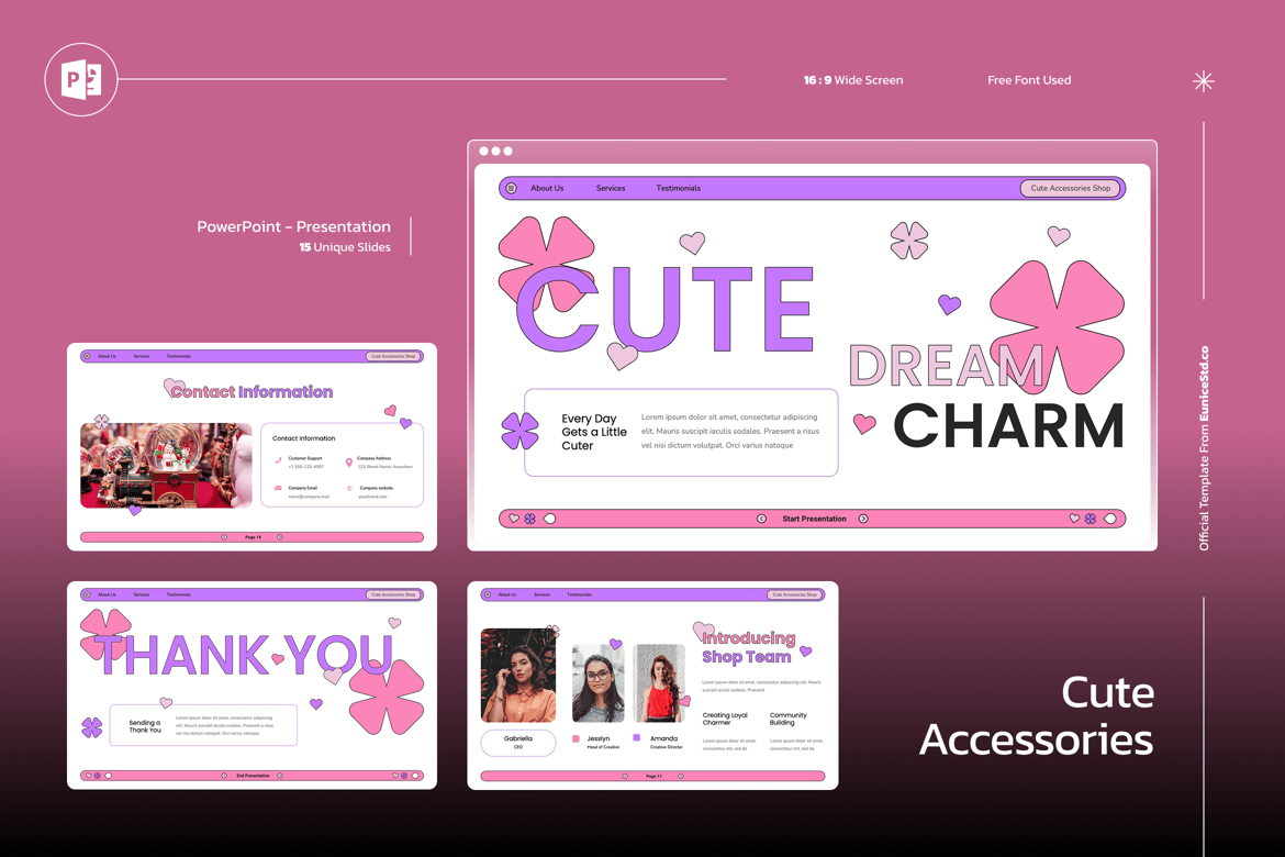 Template Presentasi Powerpoint Aksesori Imut