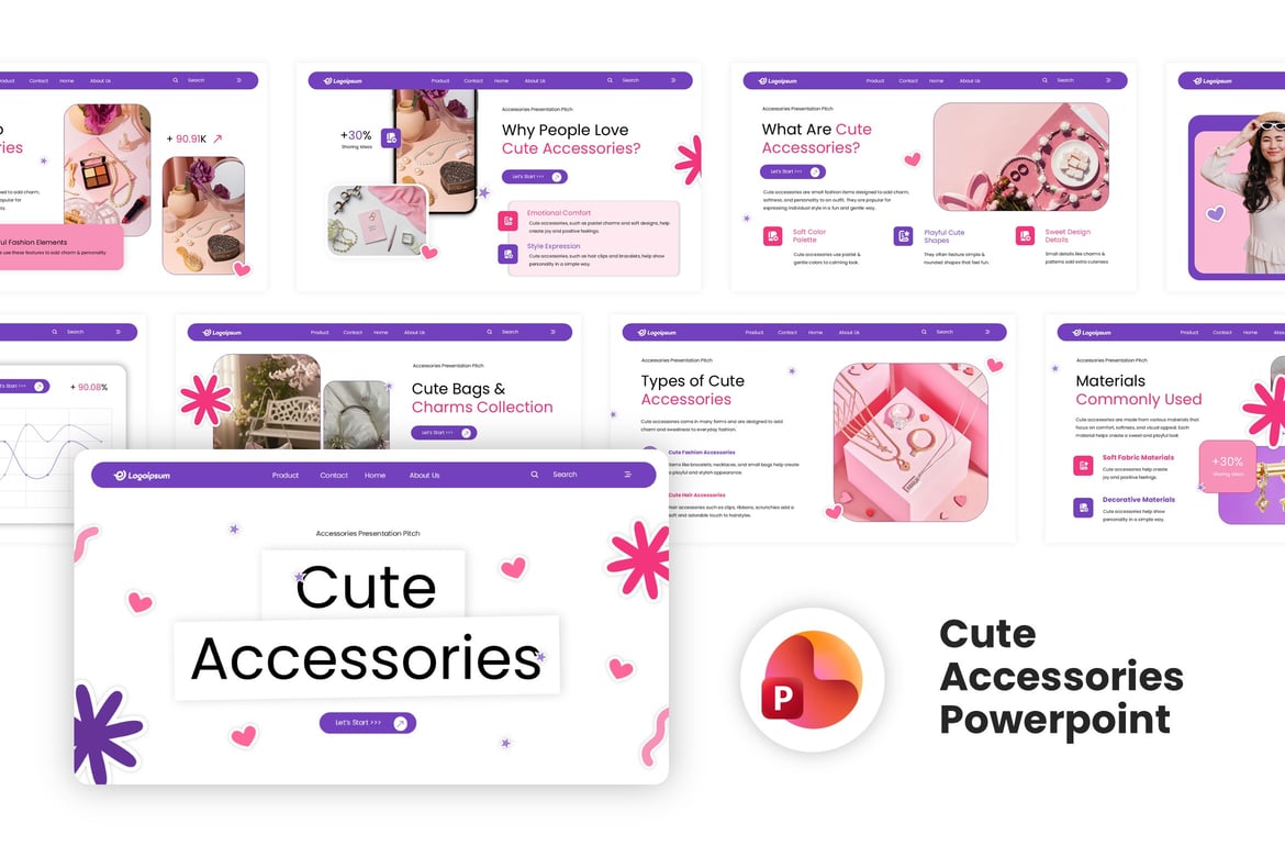Template Presentasi Powerpoint Aksesori Lucu