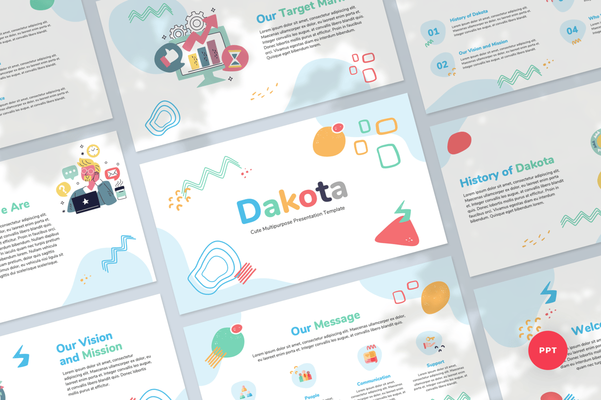 Template Presentasi PowerPoint Dakota yang Menarik dan Serbaguna