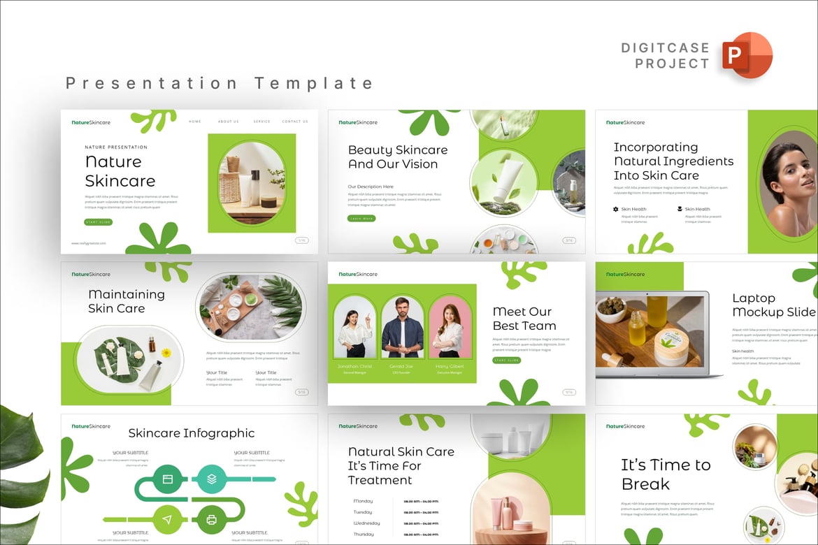 Template Presentasi PowerPoint Perawatan Kulit Alami yang Menawan