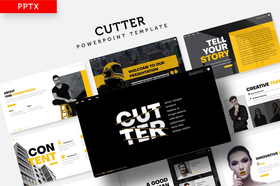 Template Presentasi PowerPoint Cutter - Desain Profesional dan Menarik