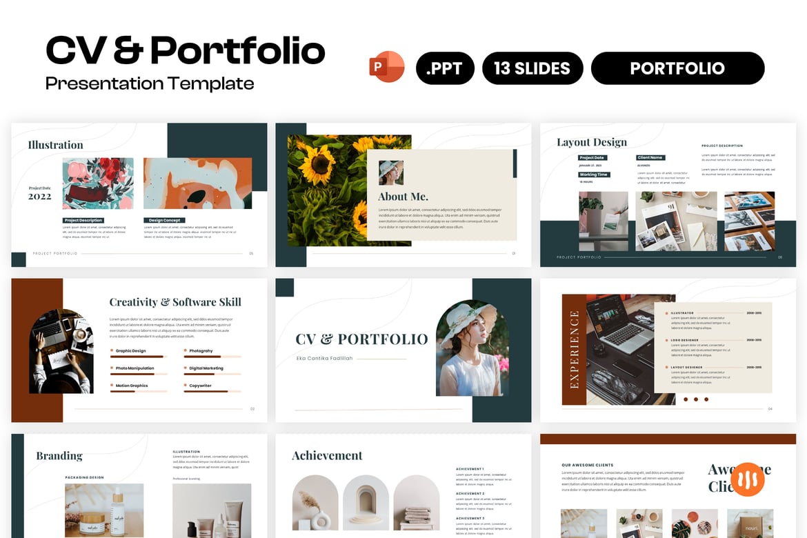 Template PowerPoint CV dan Portofolio Kreatif yang Memukau