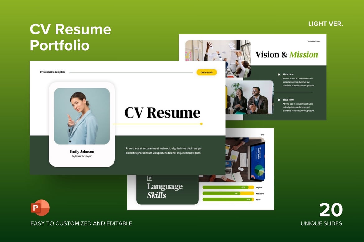 Template Presentasi CV dan Portofolio - Powerpoint Menarik