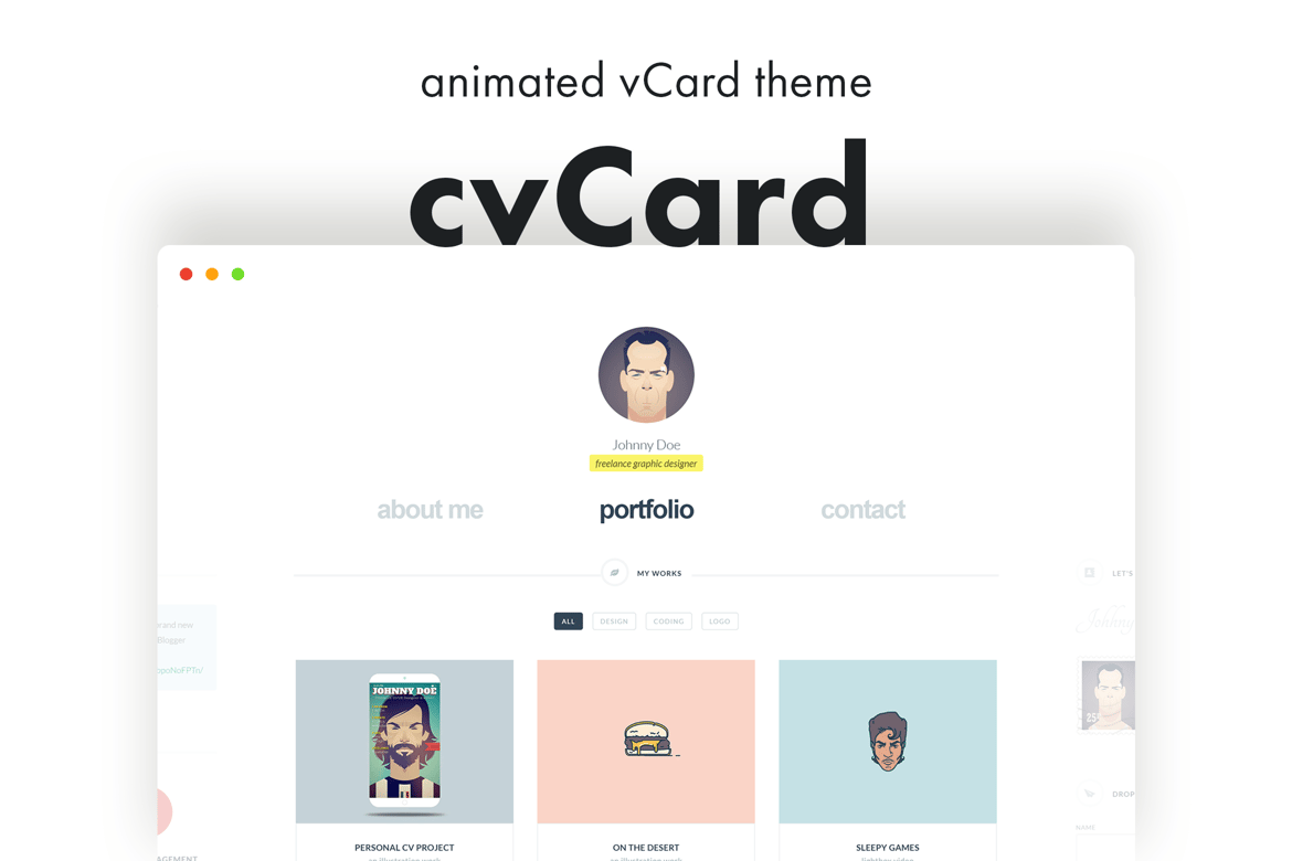 cvCard - Tema WordPress vCard & Resume Animasi yang Modern