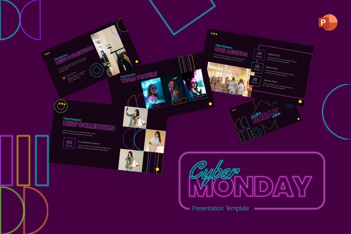 Template PowerPoint Kreatif untuk Cyber Monday yang Menarik
