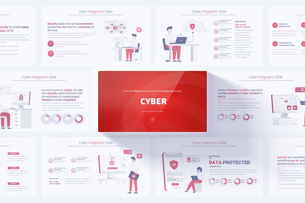 Template PowerPoint Infografis Cyber Security yang Menarik
