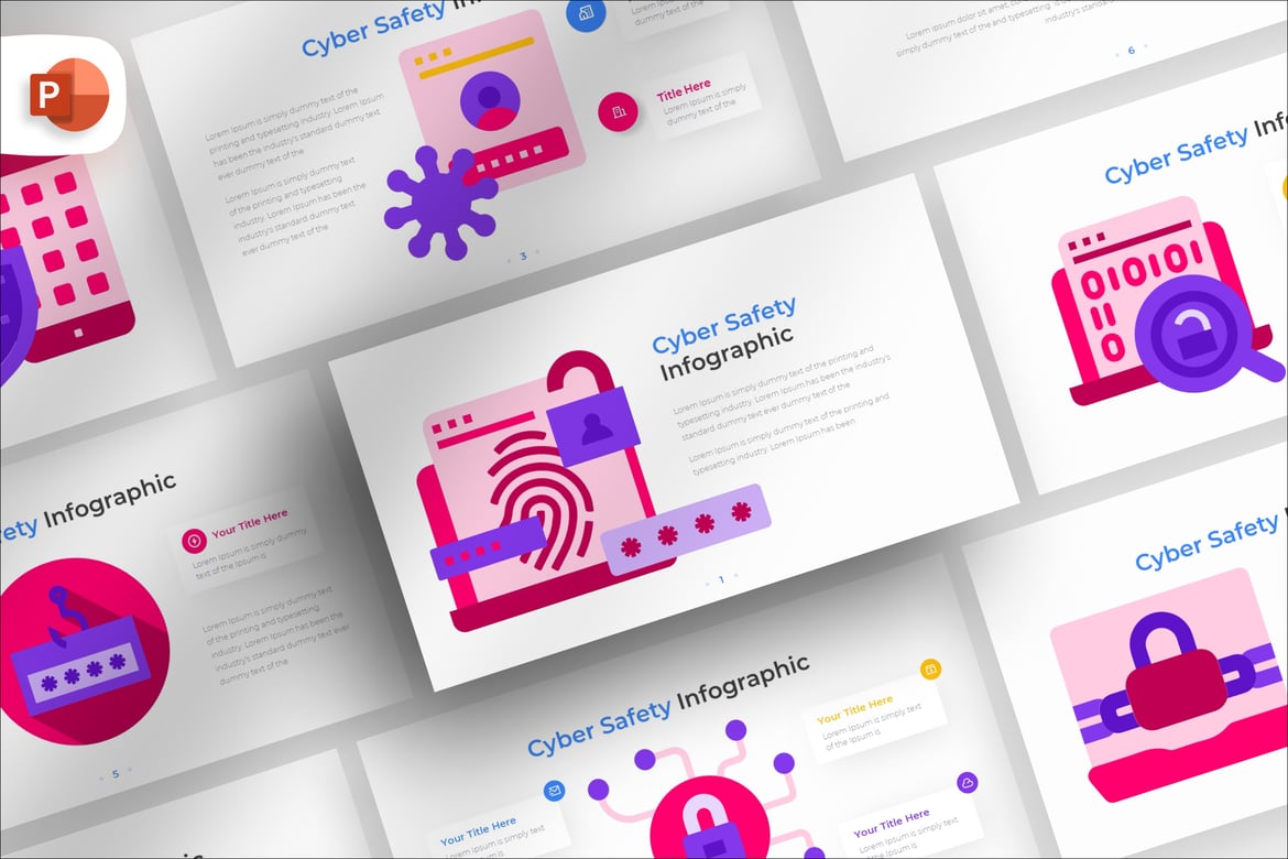 Template Infografis PowerPoint Keamanan Siber yang Menarik