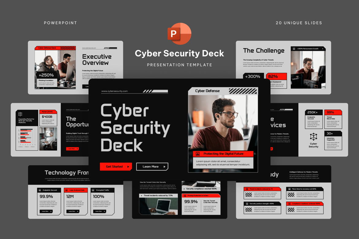 Template PowerPoint Keamanan Siber yang Profesional dan Menarik