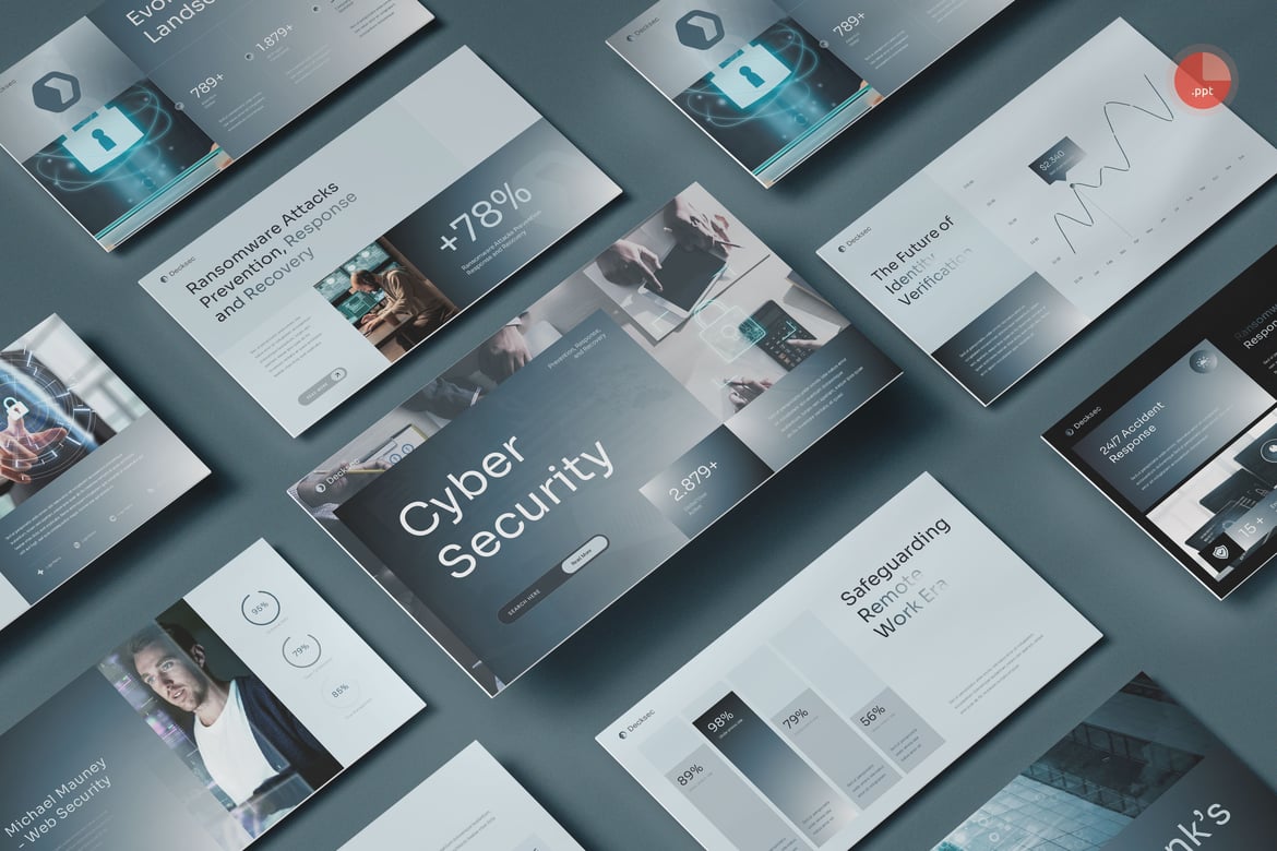 Template Presentasi PowerPoint Keamanan Siber yang Menarik